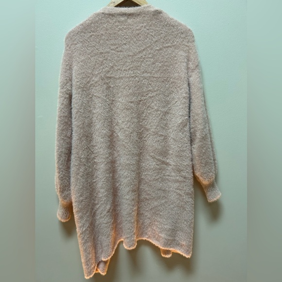 FREE (see details) Pink fuzzy open front long cardigan - Picture 6 of 7